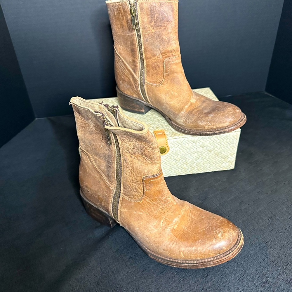 Freebird by Steven Distressed Austn Bootie Brown Leather ‎ vintage Mexico BoHo